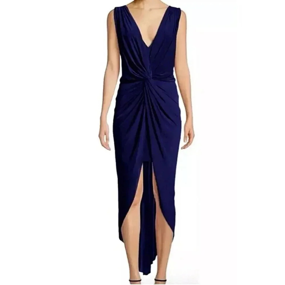 Misa Dress Small Blue Navy Plunge Neck Sleeveless New Formal Holiday Lined